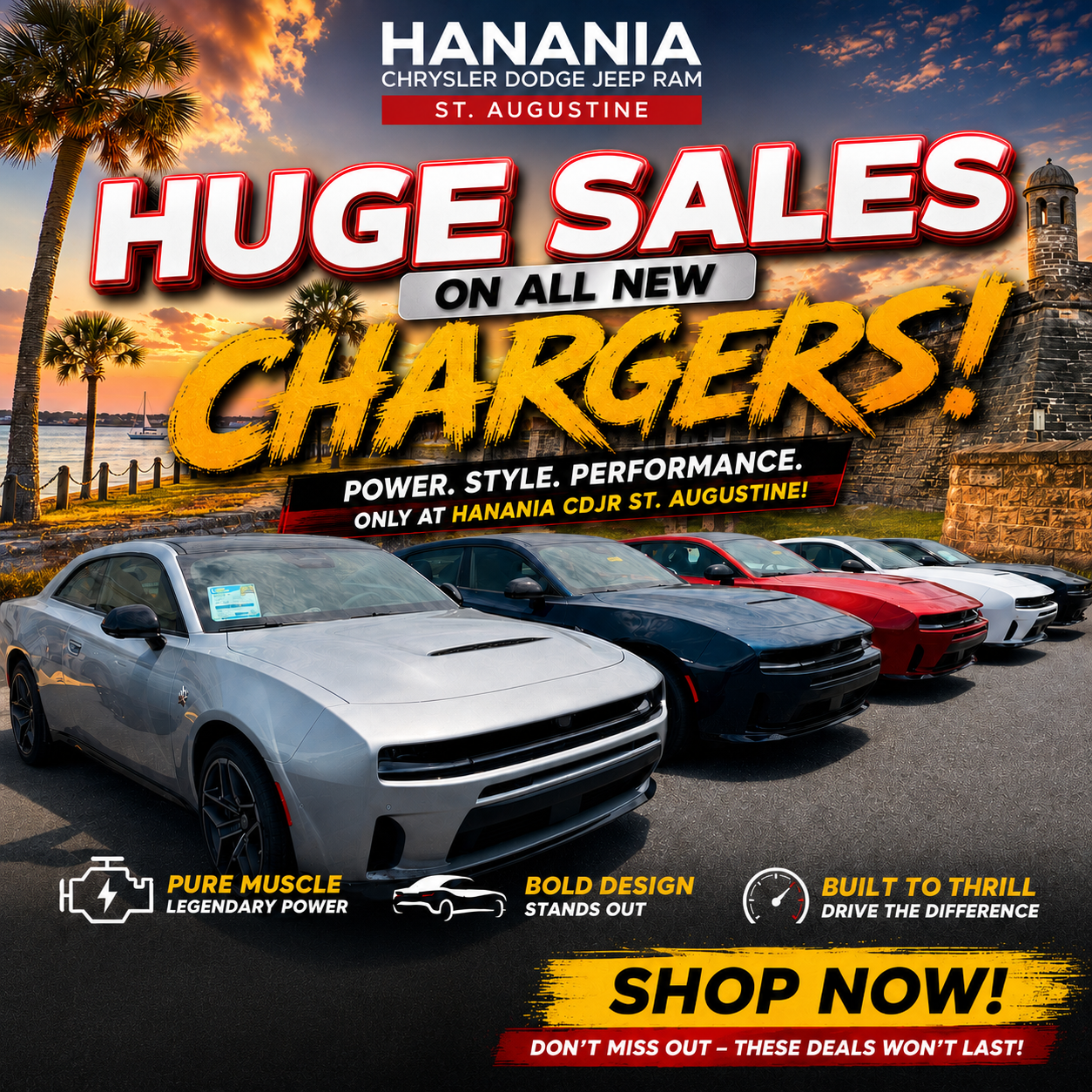 Hanania CDJR Charger sunset Facebook campaign creative